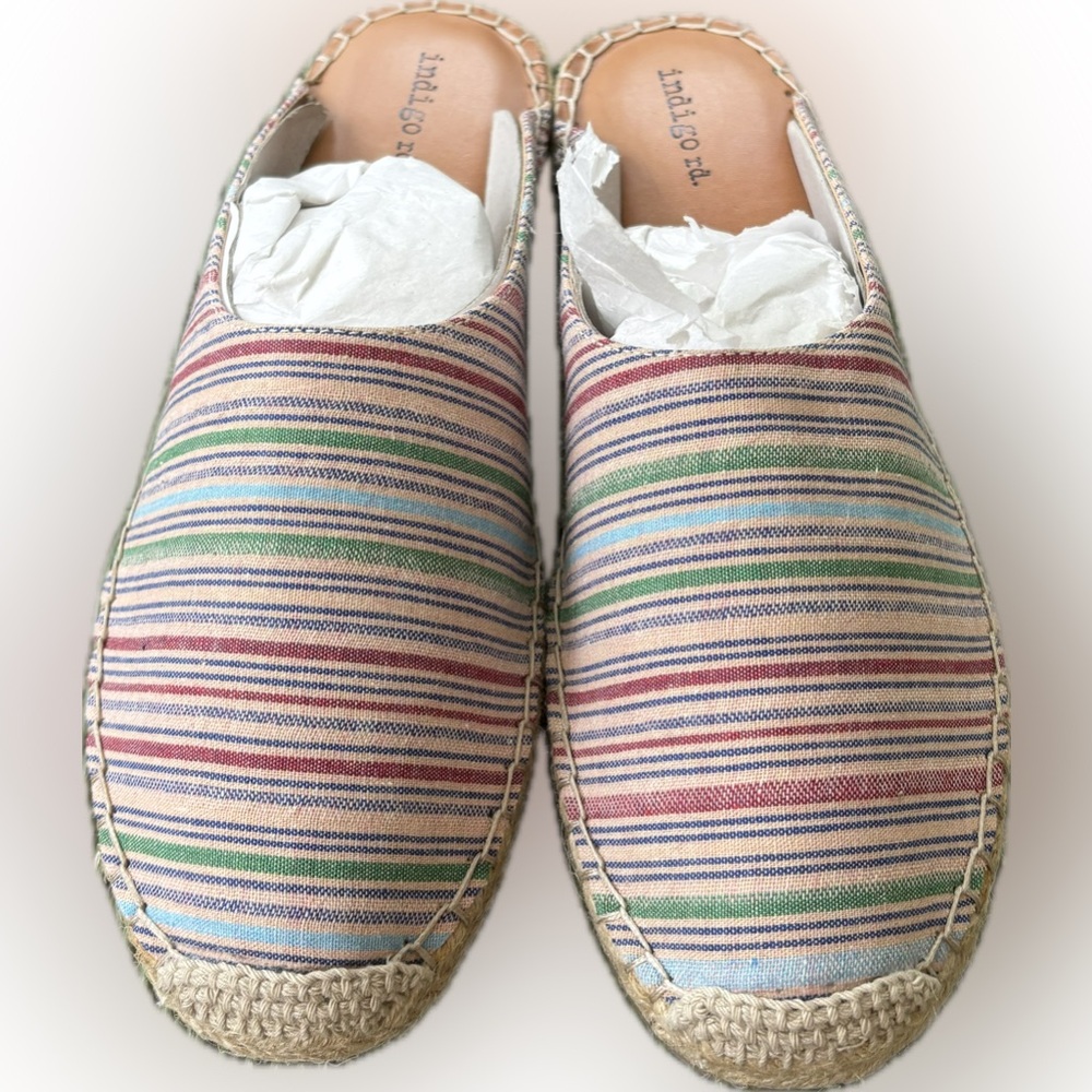 Indigo Blue and Green Espadrilles with Jute Sole